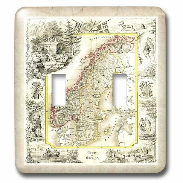3dRose lsp_56945_2 Old Norway N Sweden 1847 Map Double Toggle Switch 3dRose lsp_56945_2 Old Norway N Sweden 1847 Map Double Toggle Switch